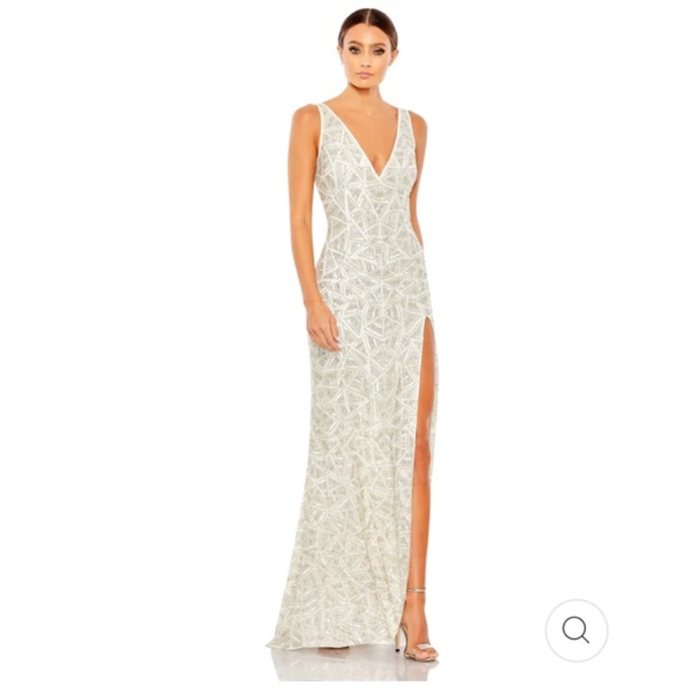 Mac Duggal Cream Maxi Dress